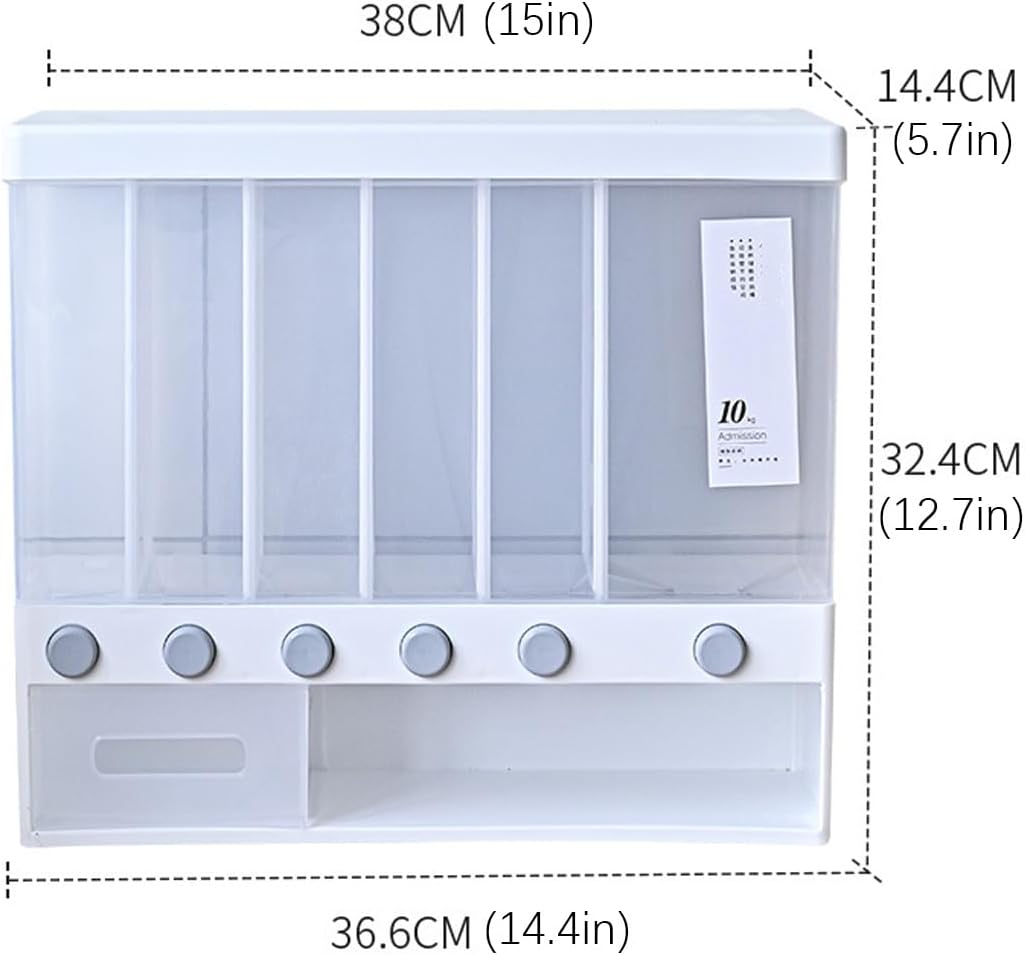 Countertop Rice Dispenser, One Press Grain Storage Container, Transparent Airtight Dry Food Organizer for Rice Beans Cereal Nuts Coffee Beans, Kitchen Pantry Storage Canister