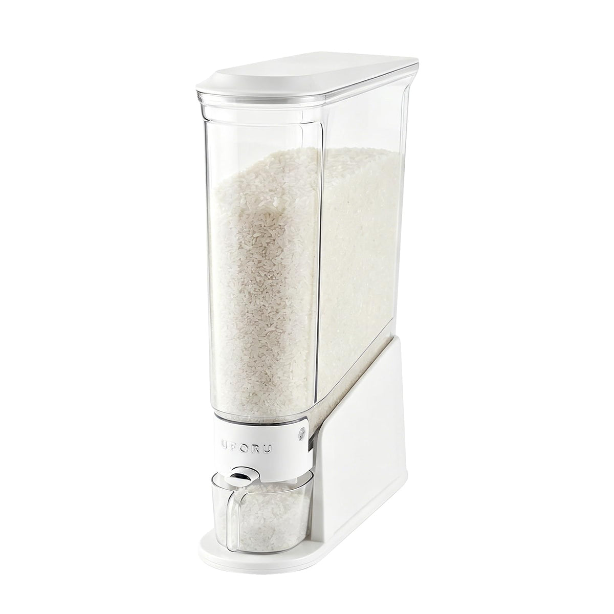 UFORU Slim Rice Dispenser 11 LB,Clear Rice Storage for Small Spaces