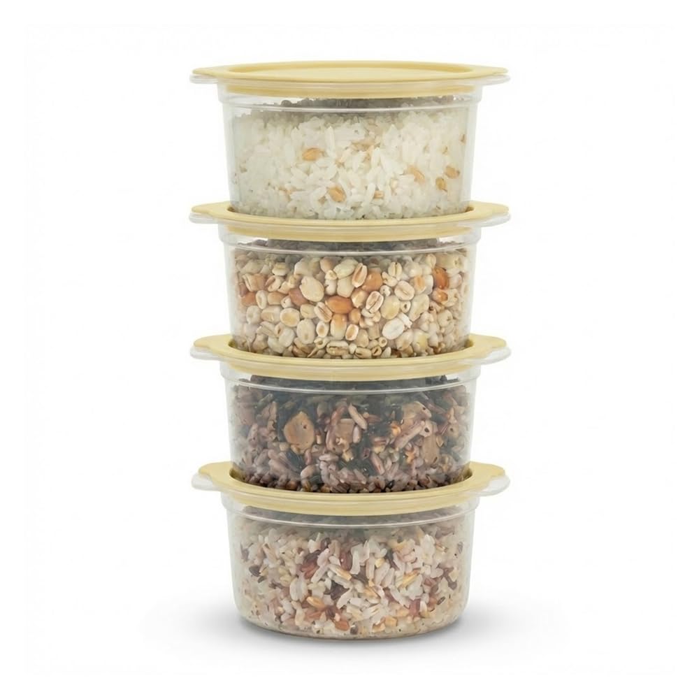 carrotez Plastic Freezer Cooked Rice Storage Container, 4Pack 1.8cup Mint
