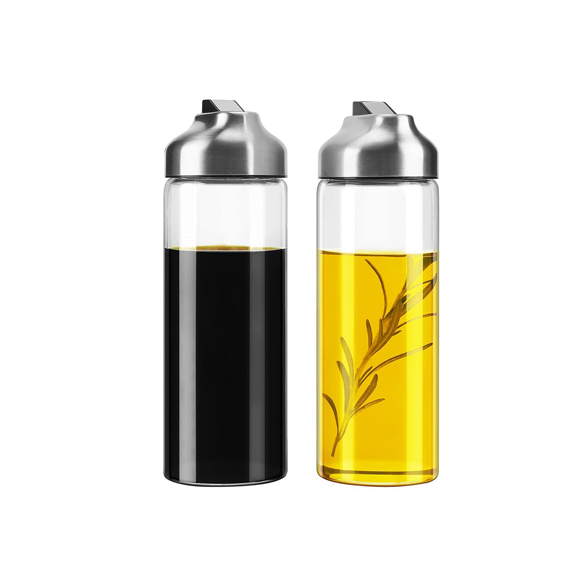 Aelga Olive Oil Dispenser - 14 OZ Glass Oil and Vinegar Dispenser Bottles Set for Kitchen No Drip-Set of 2