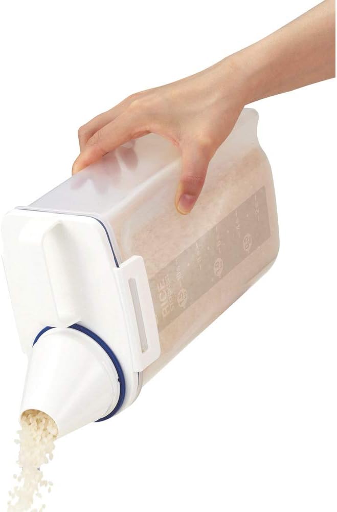 Asvel 7509 Rice Container Bin with Pour Spout Plastic Clear 2KG(White)