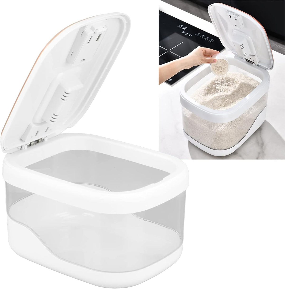 Press Type Rice Bucket Large Capacity Rice Storage Container Hygienic Rice Can for Home Restaurant (Kikumivqzym260nw-11)