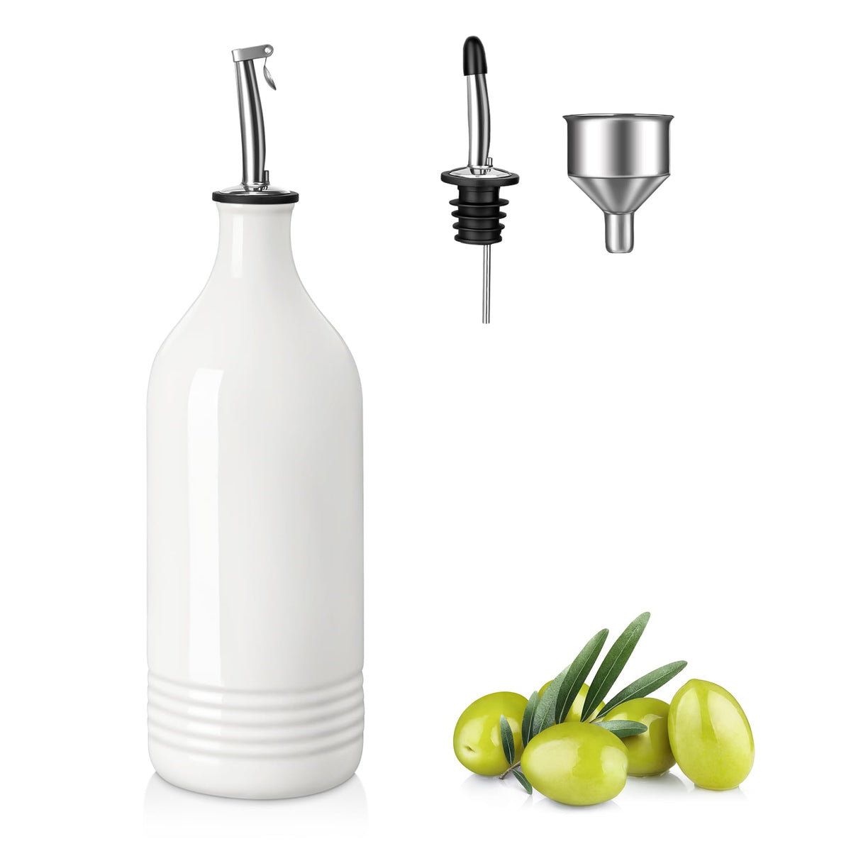 vancasso 20 Oz Ceramic Olive Oil Dispenser Bottle, Oil and Vinegar, Cream
