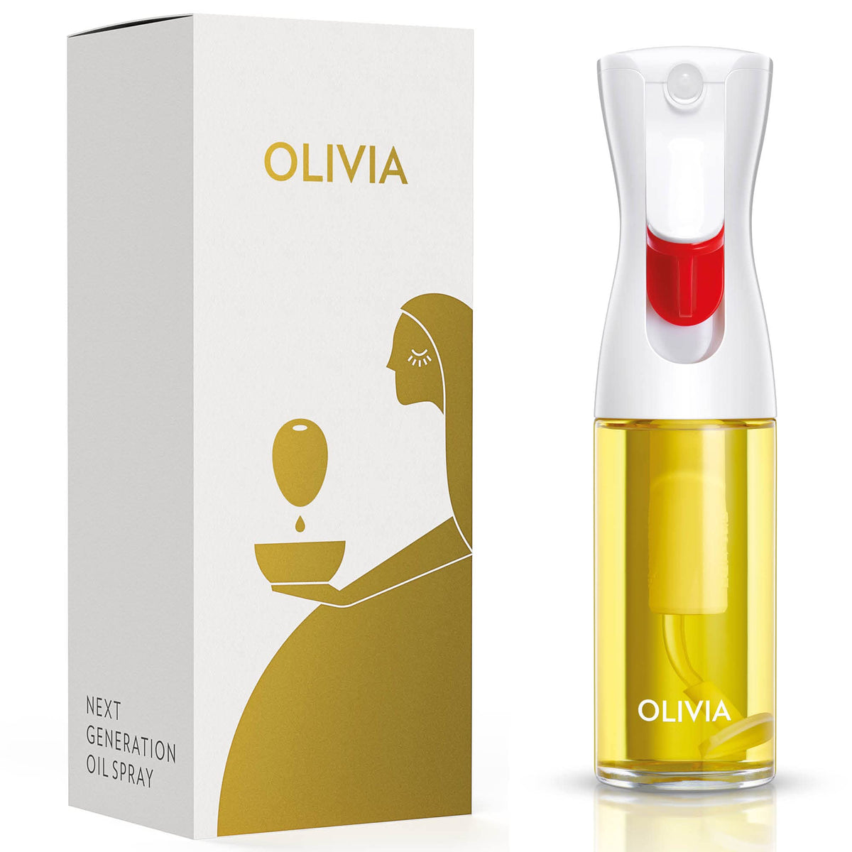 FLAIROSOL OLIVIA. The Original Advanced Oil Sprayer for Cooking, Salads, BBQs and More, Continuous Spray with Portion Control, Trusted by Chefs. Patented Technology. (Glass Bottle) (Golden Leaves)