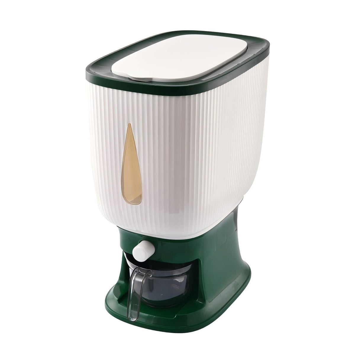 rice dispenser 22-pound, kitchen pantry household sealed moisture-proof measuring cup rice storage container, suitable for kitchen storage room organization - 1 piece - green