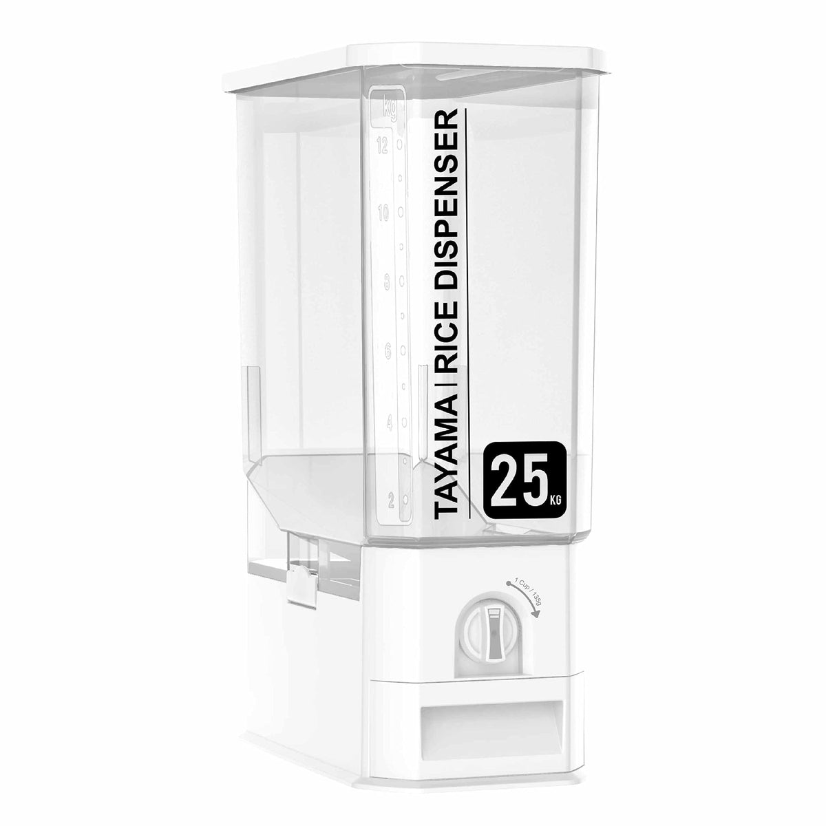 TAYAMA 55 lbs. Capacity Rice Dispenser Grain Storage Container,White