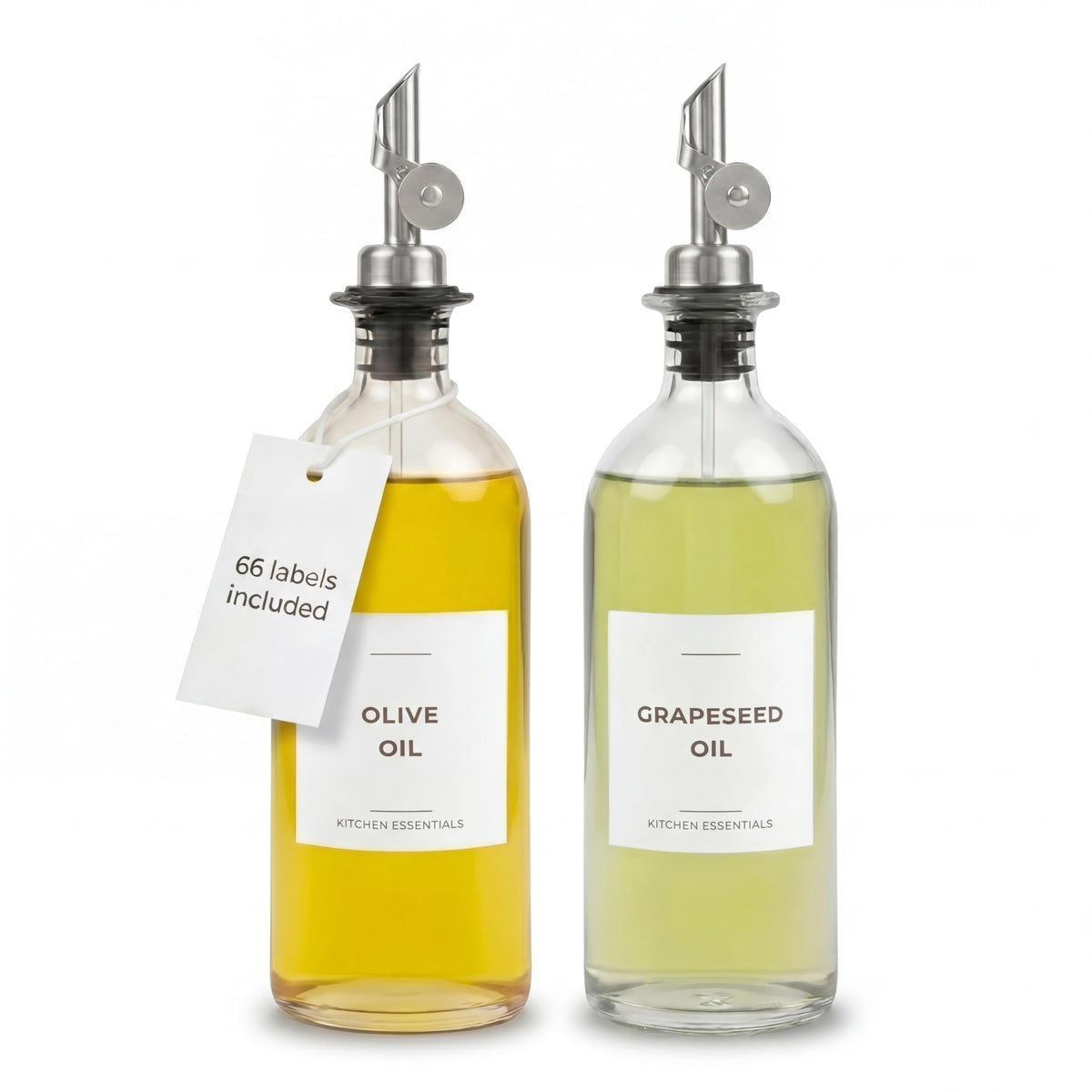Oil Dispenser for Kitchen, Glass Olive Oil Dispenser Bottle Set of 4, Black
