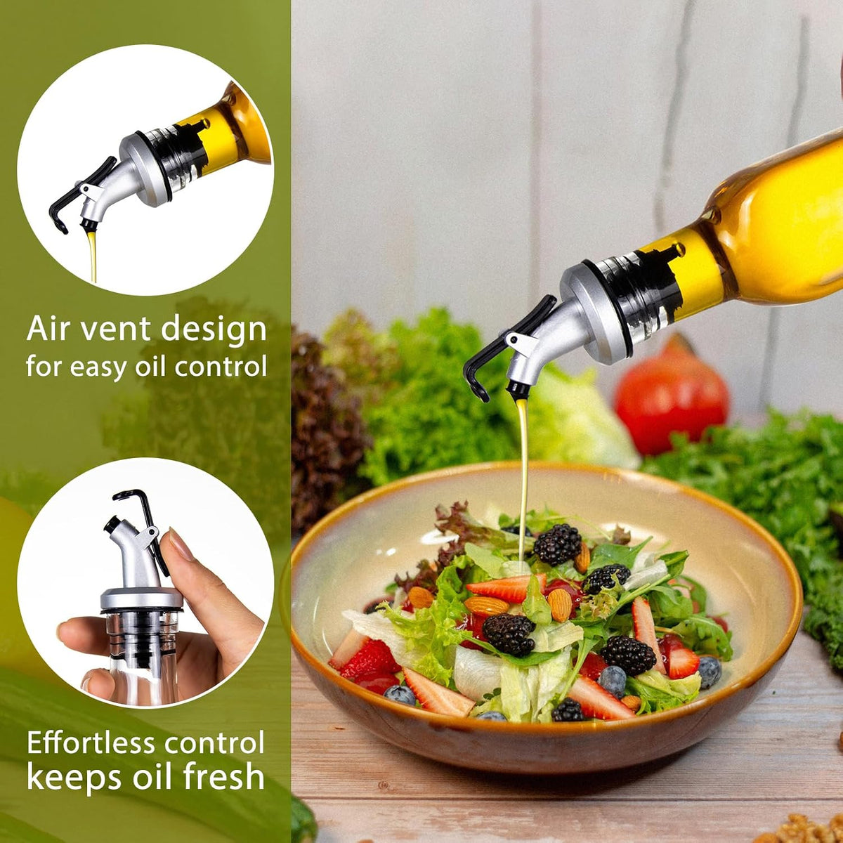 YEBODA 8 oz Glass Olive Oil Dispenser Bottles with Pourers, 6 Pack