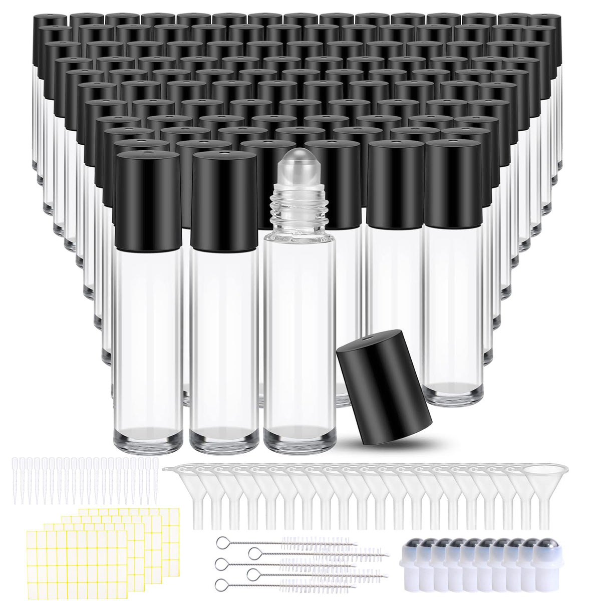 150 Pcs Glass Essential Oil Roller Bottles 10 ml, Clear