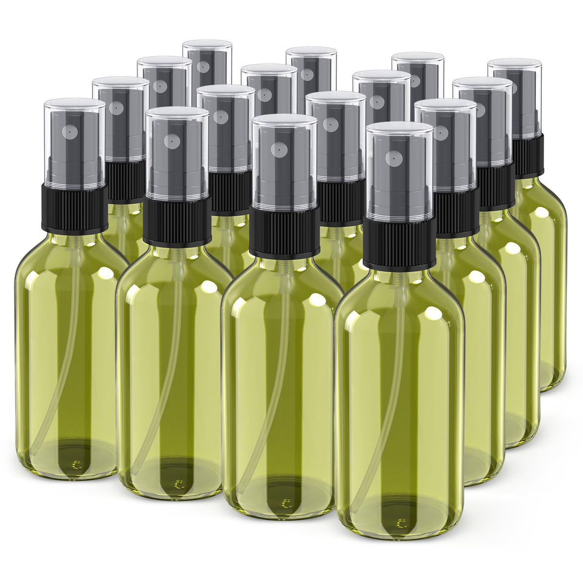 Wedama Spray Bottle, 2 oz Fine Mist Glass Spray Bottles, Little Refillable Liquid Containers for Watering Flowers Cleaning (16 Pack, Amber)