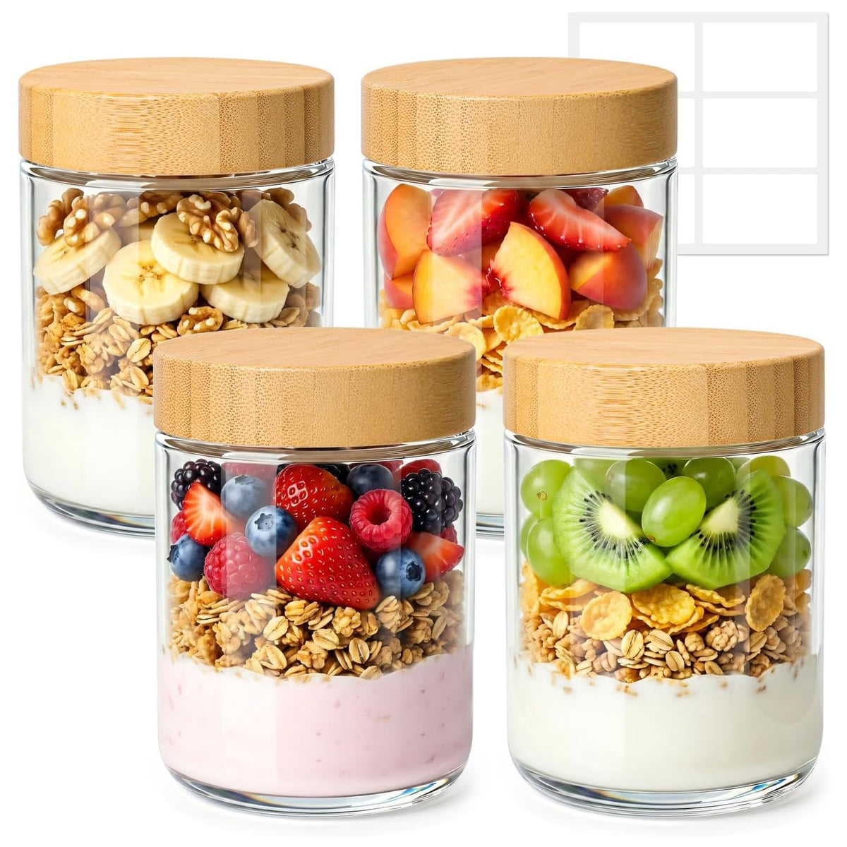ComSaf Glass Spice Jars 4oz 16 Pack, Small Seasoning Containers with labels