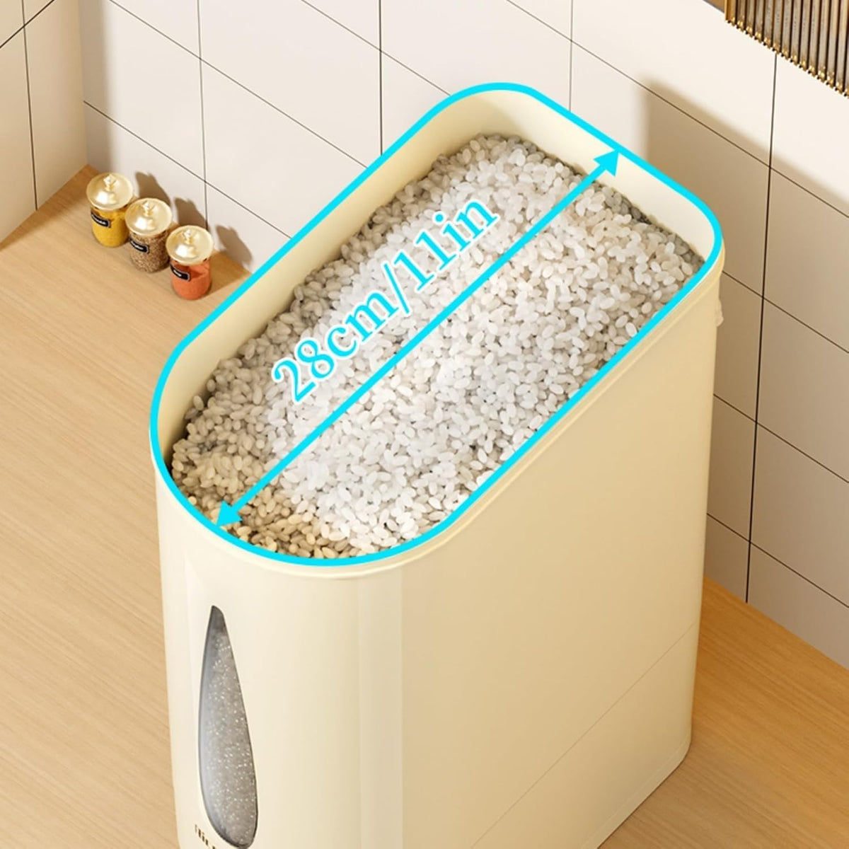 Large Rice Dispenser, 12Lbs Cereal Dispenser Rice Container Food Storage Container with Measuring Cup, Cereal Containers Storage Kitchen Storage Household Rice Pet Food Holder (S-12LBS)