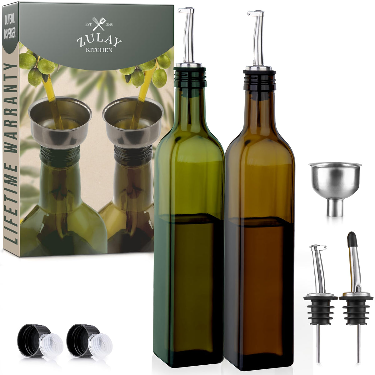 Zulay Kitchen 17oz Olive Oil Glass Dispenser Bottle