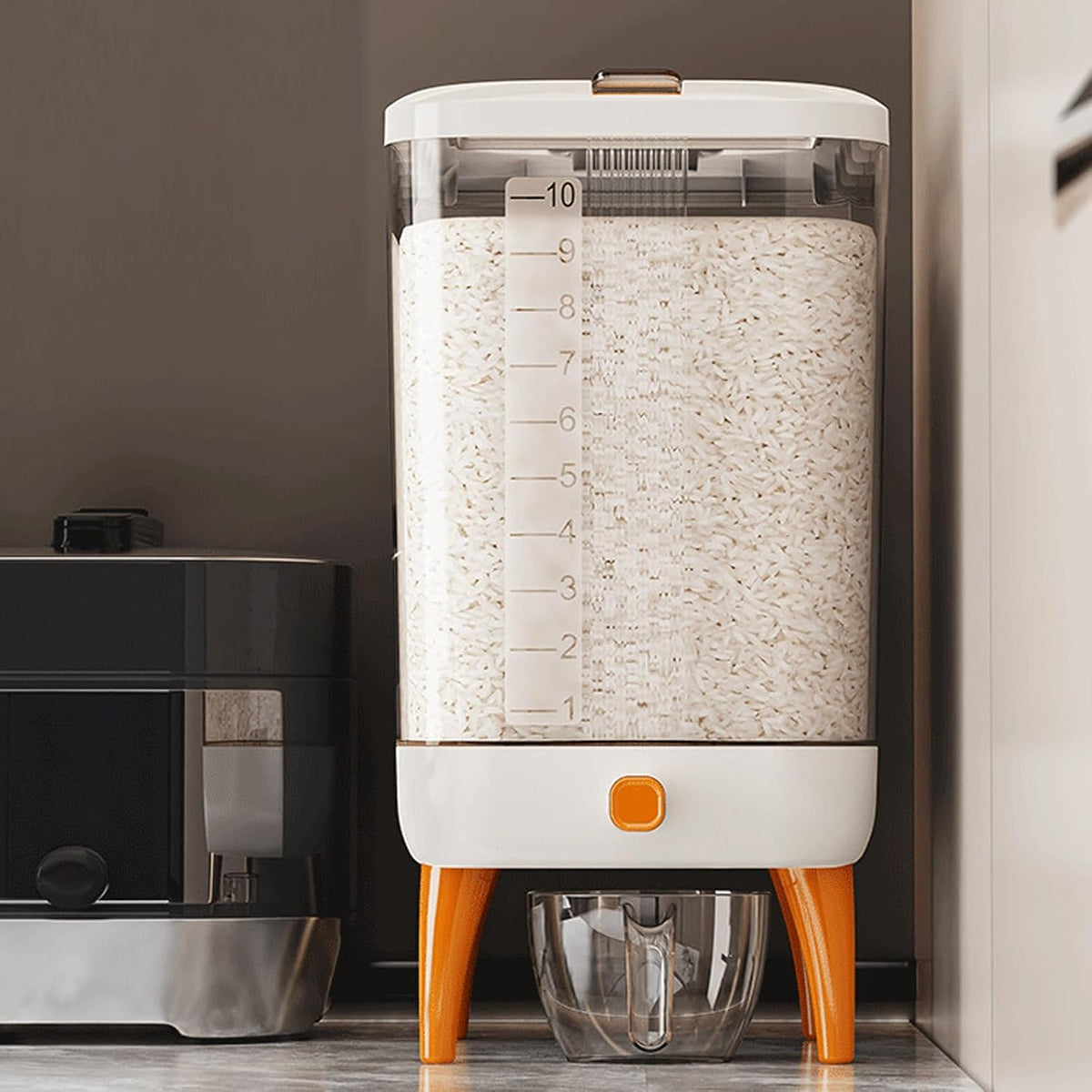 12L Rice Storage Container Plastic Press Type Airtight Rice Bucket Box for Kitchen Food Processing