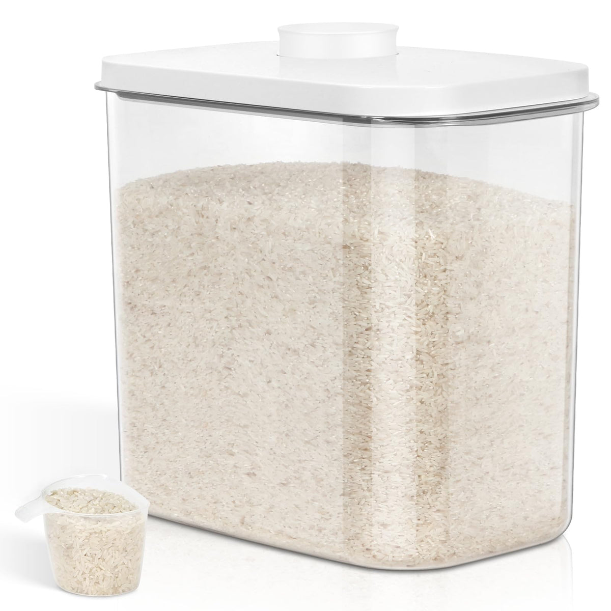 TBMax Rice Flour Storage Container with Automatic Flip-up Lid 13 Lbs | 6.5 Qt, Short and Narrow Food Storage Flour Bin for Kitchen Drwer Organization, Pet Dog Cat Food Storage Container