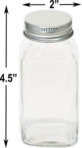 Simple Houseware Spice Jars 6-oz Square Glass Bottles, 12 Pack
