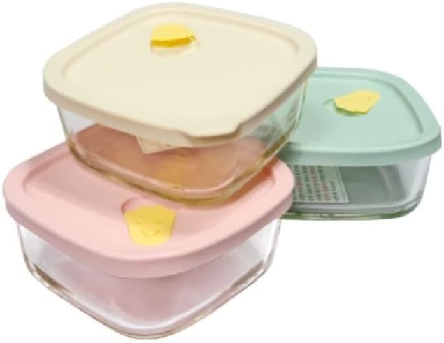 Lock&Lock Oven GLass Cooked Rice Storage Container for Freezer pastel color Set of 3