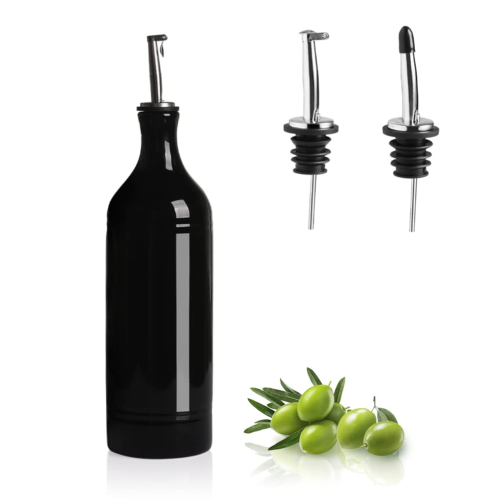 Sweejar Ceramic Olive Oil Dispenser Bottle, Opaque Oil Cruet Protects Oil to Reduce Oxidation, Suitable for Storage Oil, Vinegar, Coffee Syrups & Other Liquids, Pack of 1, 15.5 Fl Oz (White)