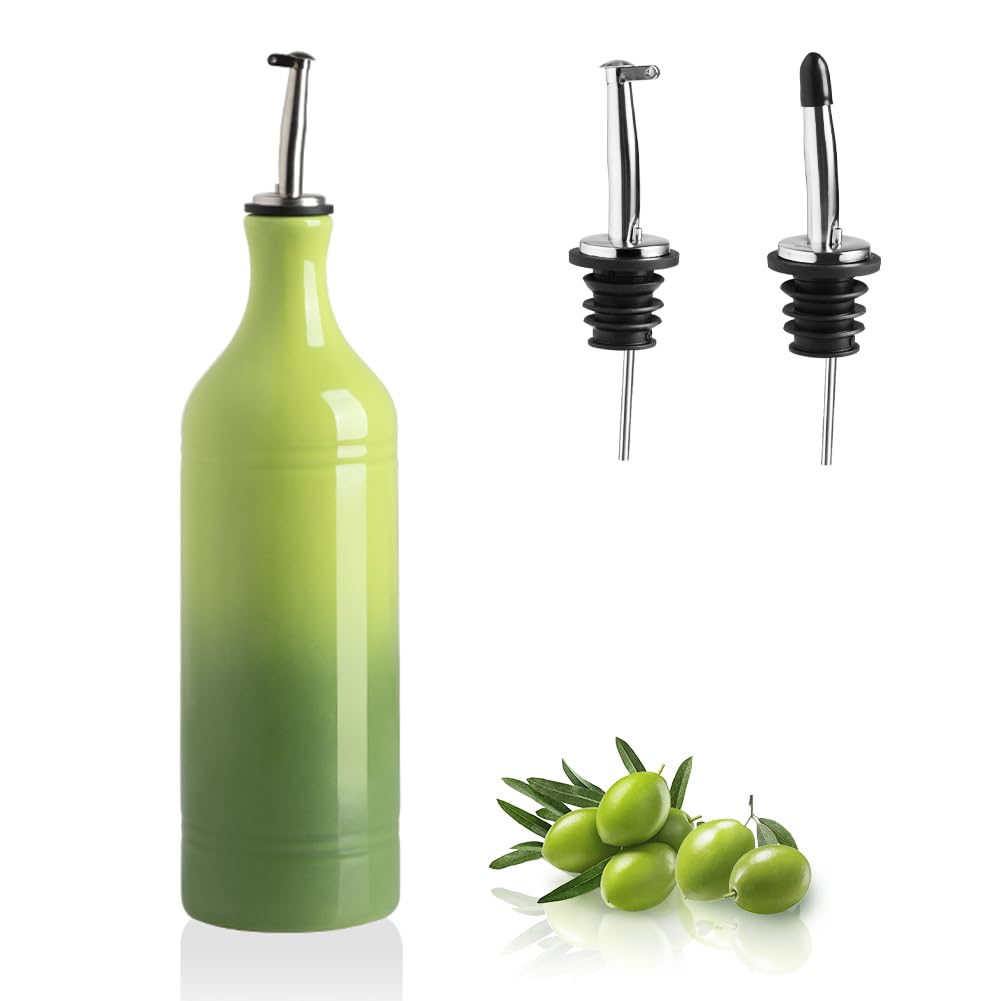 Sweejar Ceramic Olive Oil Dispenser Bottle, Opaque Oil Cruet Protects Oil to Reduce Oxidation, Suitable for Storage Oil, Vinegar, Coffee Syrups & Other Liquids, Pack of 1, 15.5 Fl Oz (White)