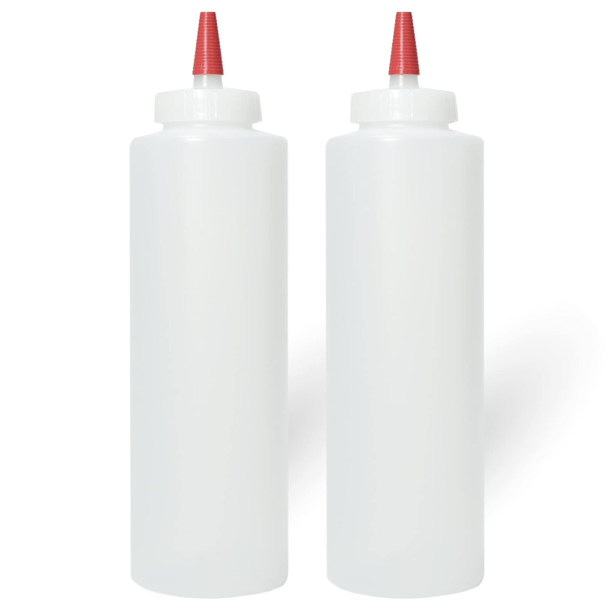 Pinnacle Mercantile Condiment Squeeze Bottles 16oz Wide Mouth Empty Squeeze Bottle Set with Red Tip Leak Proof, BPA Free - Squeeze Bottles for Sauces, Oils, Arts Crafts 6 Pack