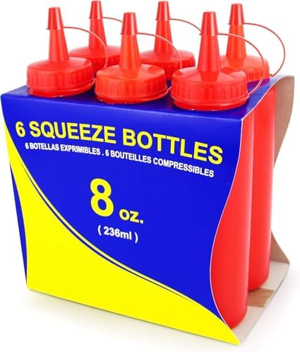New Star Plastic Squeeze Bottle, 12-Ounce, Set of 6, Clear