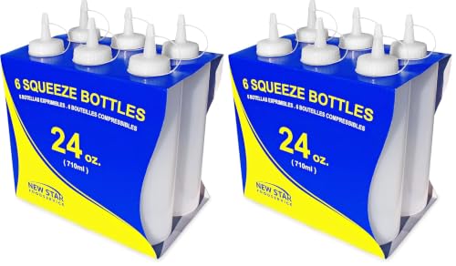 New Star Plastic Squeeze Bottle, 12-Ounce, Set of 6, Clear