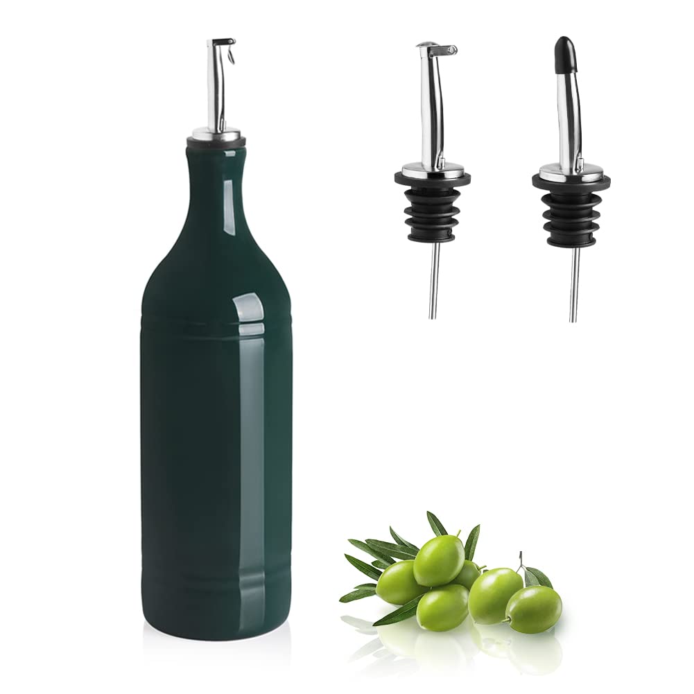 Sweejar Ceramic Olive Oil Dispenser Bottle, Opaque Oil Cruet Protects Oil to Reduce Oxidation, Suitable for Storage Oil, Vinegar, Coffee Syrups & Other Liquids, Pack of 1, 15.5 Fl Oz (White)