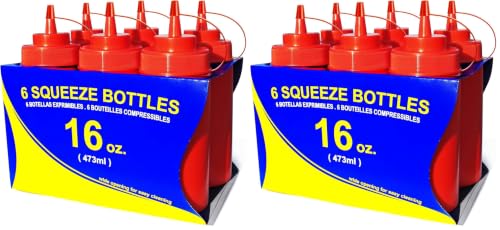 New Star Foodservice Plastic Squeeze Bottles, 32oz, Clear, 6 pk