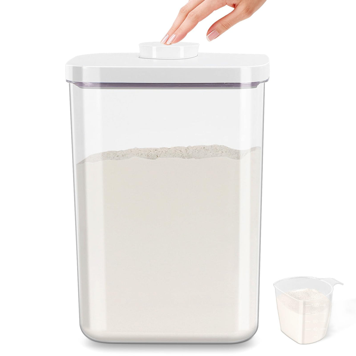 TBMAXS Airtight Rice Container 10 Lbs, Clear Plastic Food Storage Container Bin For Flour Sugar, Dry Food Holder with Easy Locking Lid for Kitchen Pantry Organization and Storage
