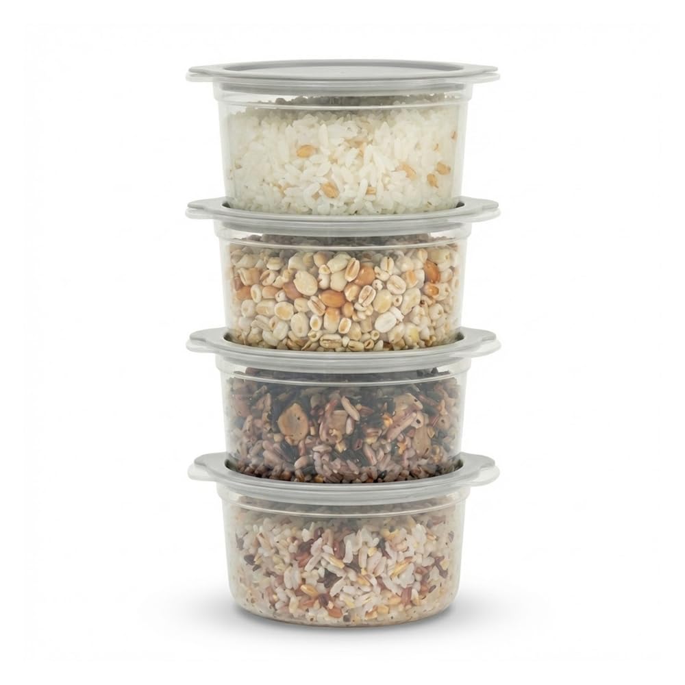 carrotez Plastic Freezer Cooked Rice Storage Container, 4Pack 1.8cup Mint