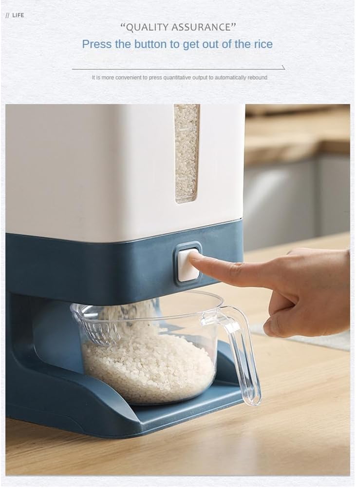 Press-Type Rice Dispenser Sealed Grain Container Dispenser Bucket Rice Cans 10KG-A