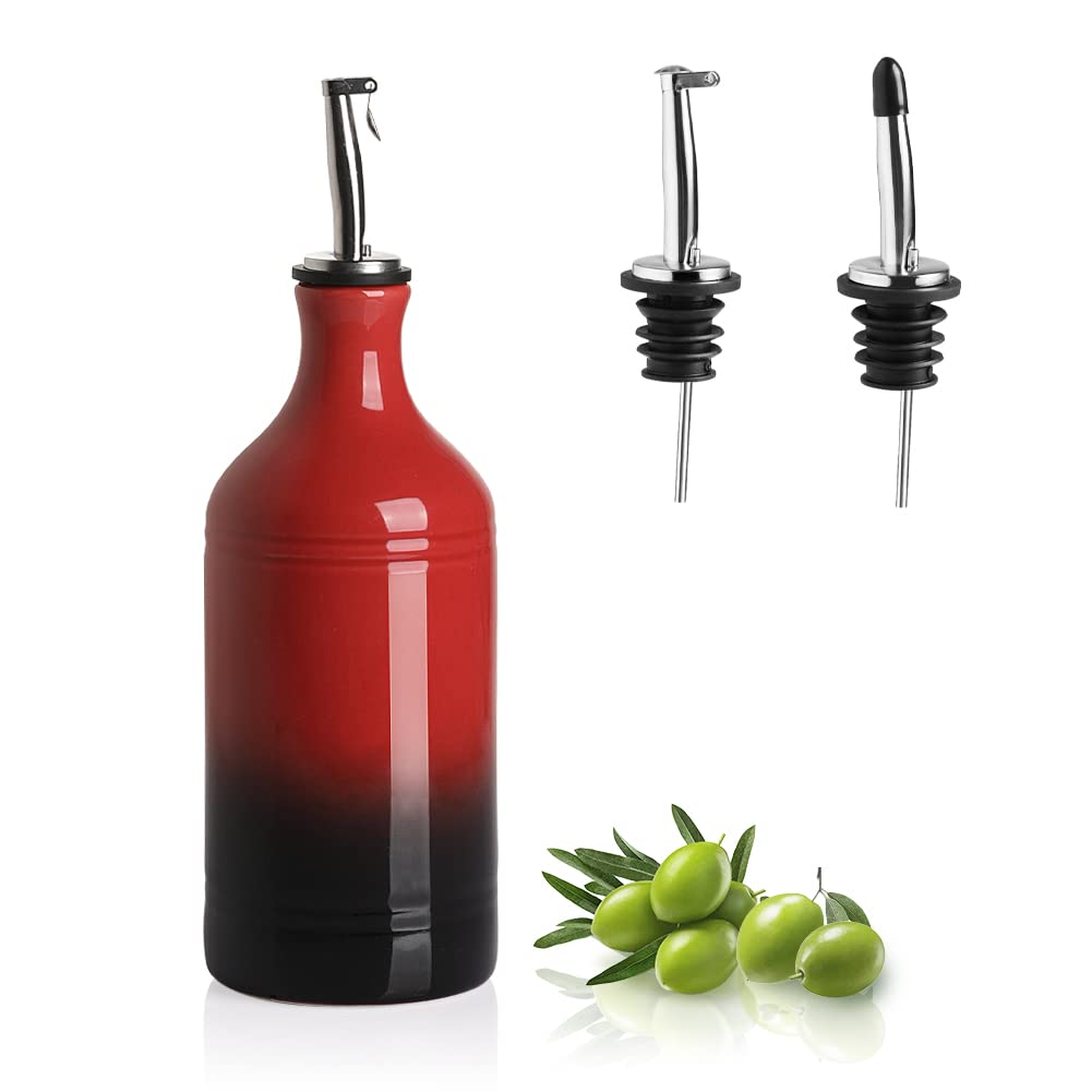 Sweejar Ceramic Olive Oil Dispenser Bottle, Opaque Oil Cruet Protects Oil to Reduce Oxidation, Suitable for Storage Oil, Vinegar, Coffee Syrups & Other Liquids, Pack of 1, 15.5 Fl Oz (White)