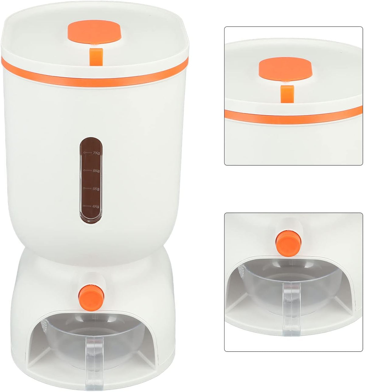 Press Type Rice Bucket ABS and PP Leakproofness Scale Visualization Push Rice Bucket Containers for Rice Grain Cereal (Large 15x10x10cm/ 5.91x3.94in)