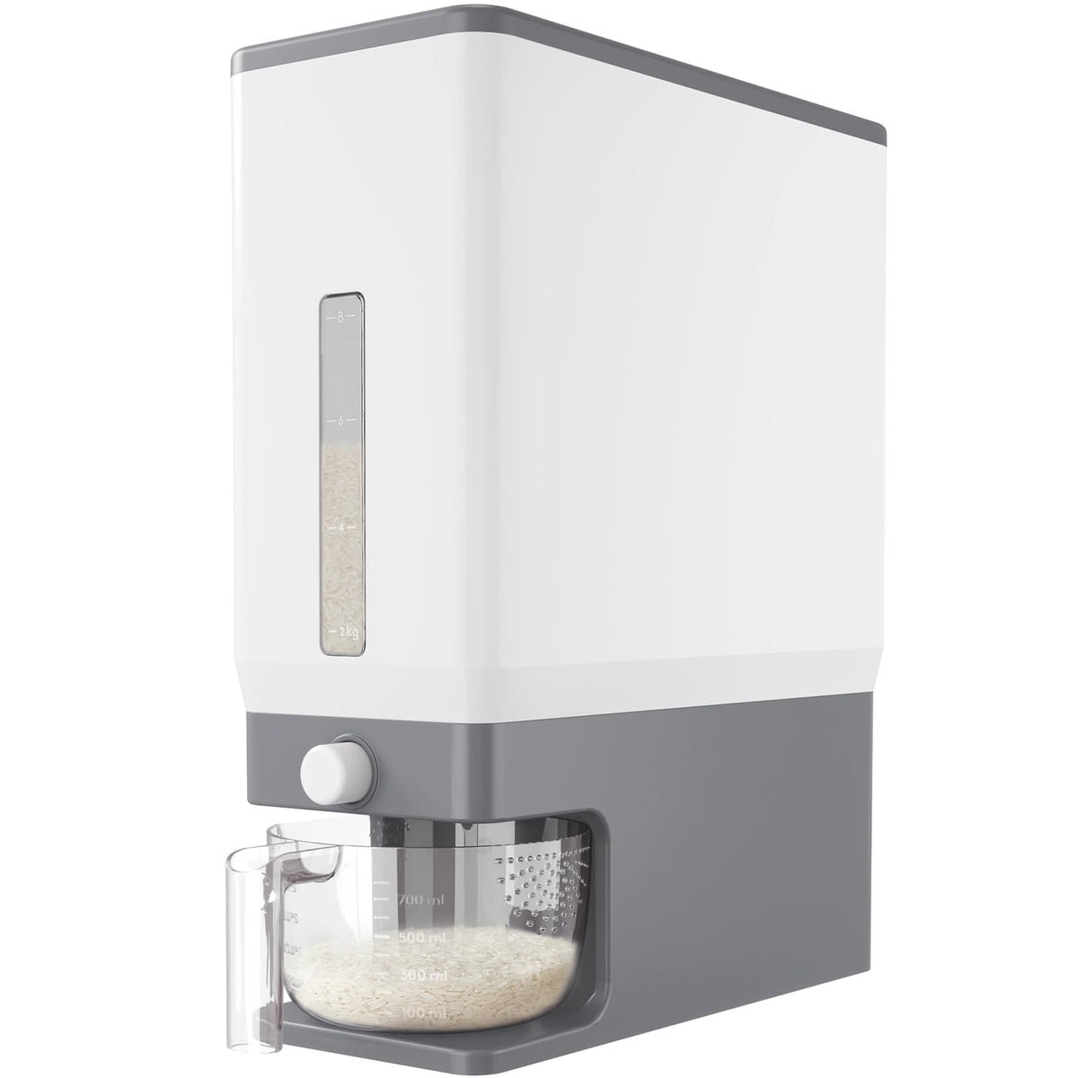 Lifewit Rice Container 26 Lbs, One-Press Dispenser with Measuring Cup