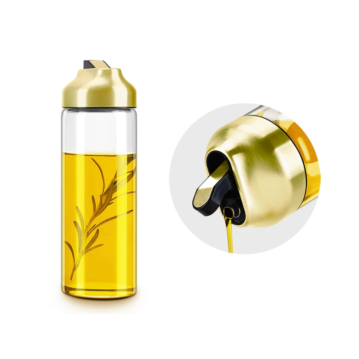 Aelga Olive Oil Dispenser - 14 OZ Glass Oil and Vinegar Dispenser Bottles Set for Kitchen No Drip-Set of 2