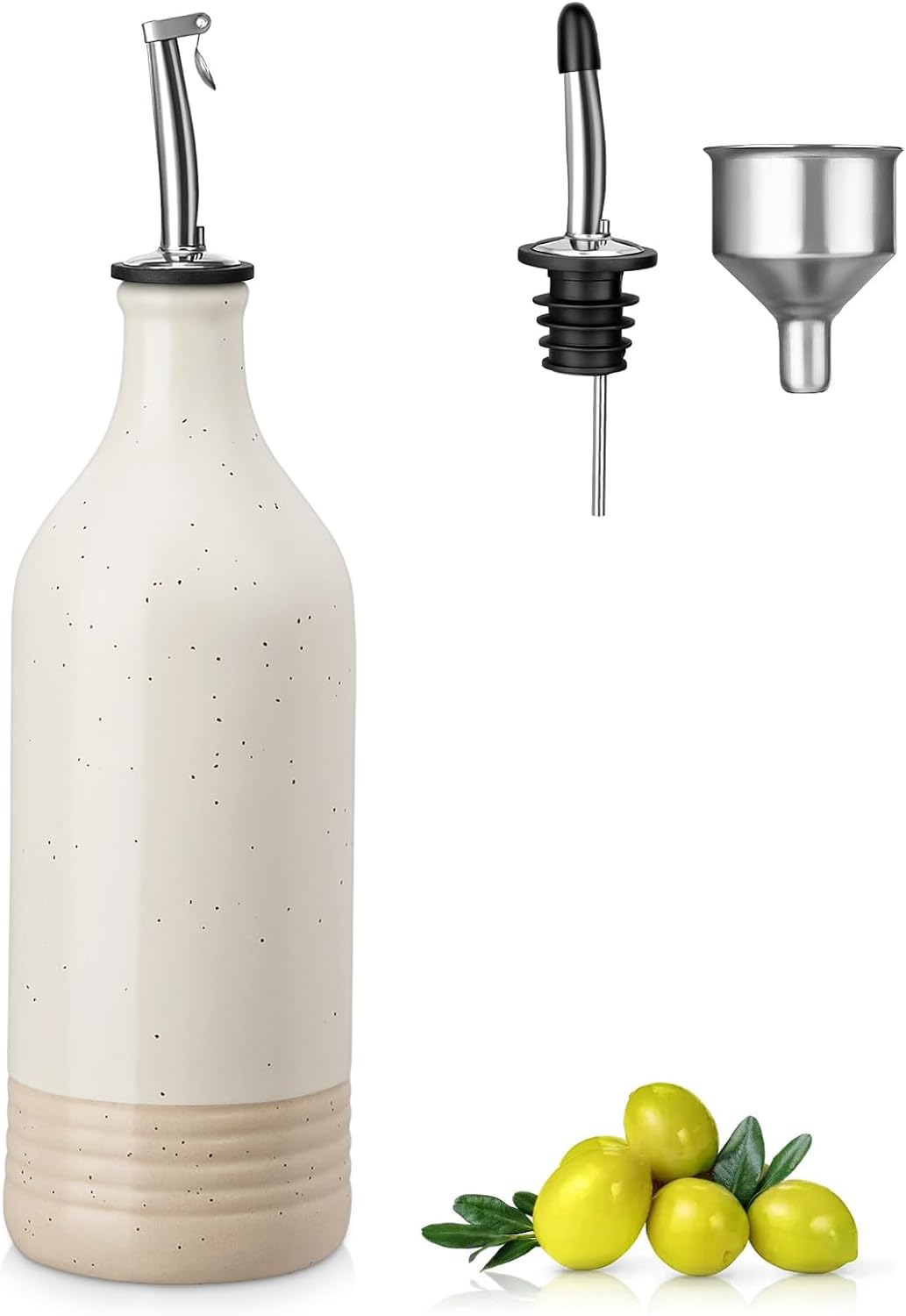vancasso 20 Oz Ceramic Olive Oil Dispenser Bottle, Oil and Vinegar, Cream