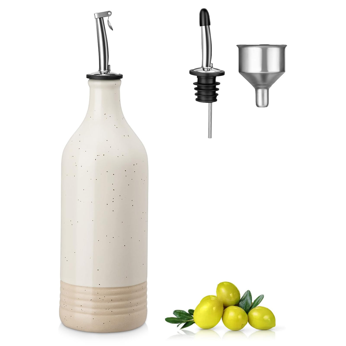 vancasso 20 Oz Ceramic Olive Oil Dispenser Bottle, Oil and Vinegar, Cream