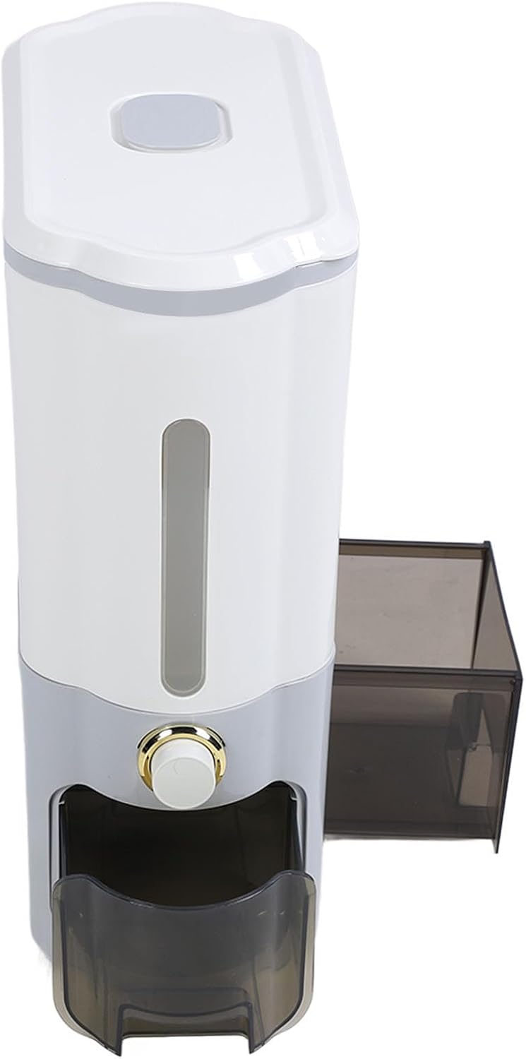 Rice Dispenser with Lid PP 11kg High Temperature Press Type Sealed Rice Storage Container for Grain Beans (Light Grey)