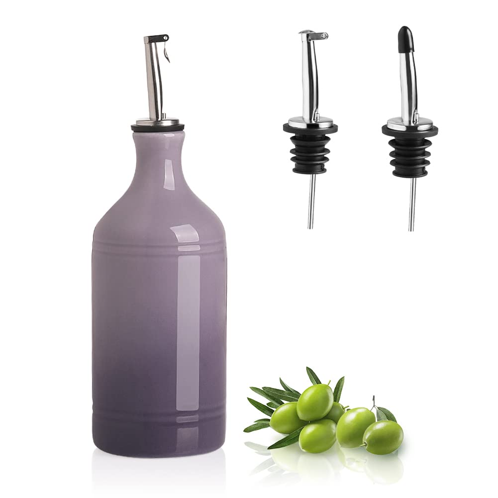 Sweejar Ceramic Olive Oil Dispenser Bottle, Opaque Oil Cruet Protects Oil to Reduce Oxidation, Suitable for Storage Oil, Vinegar, Coffee Syrups & Other Liquids, Pack of 1, 15.5 Fl Oz (White)