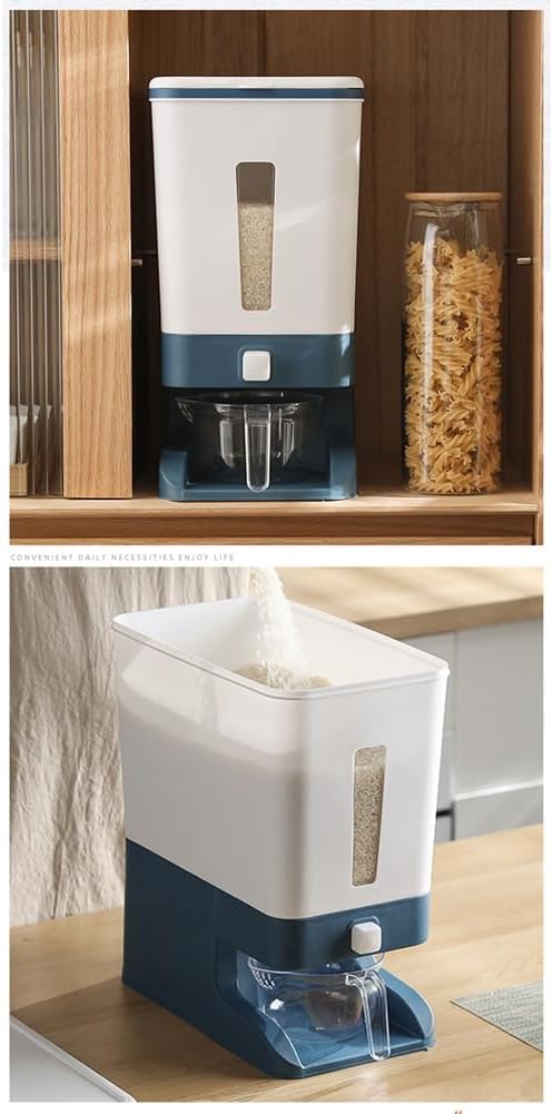 Press-Type Rice Dispenser Sealed Grain Container Dispenser Bucket Rice Cans 10KG-A