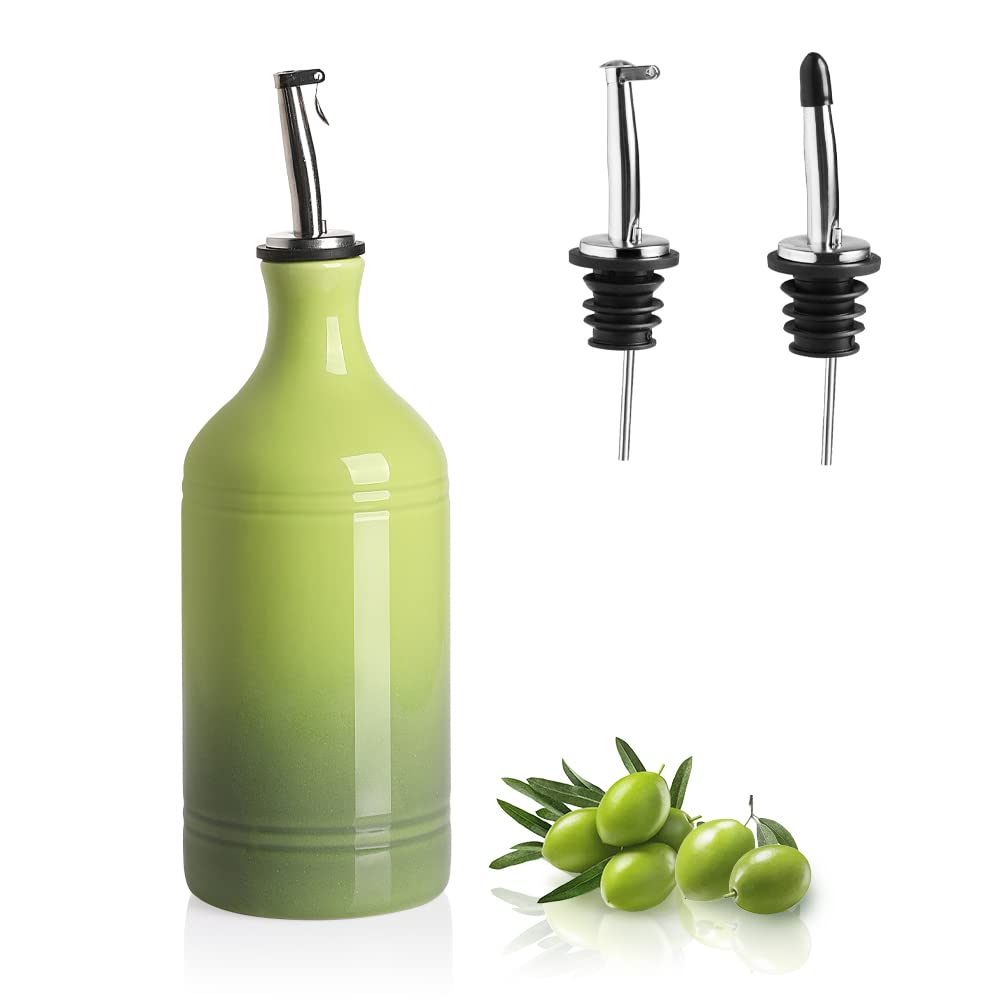 Sweejar Ceramic Olive Oil Dispenser Bottle, Opaque Oil Cruet Protects Oil to Reduce Oxidation, Suitable for Storage Oil, Vinegar, Coffee Syrups & Other Liquids, Pack of 1, 15.5 Fl Oz (White)
