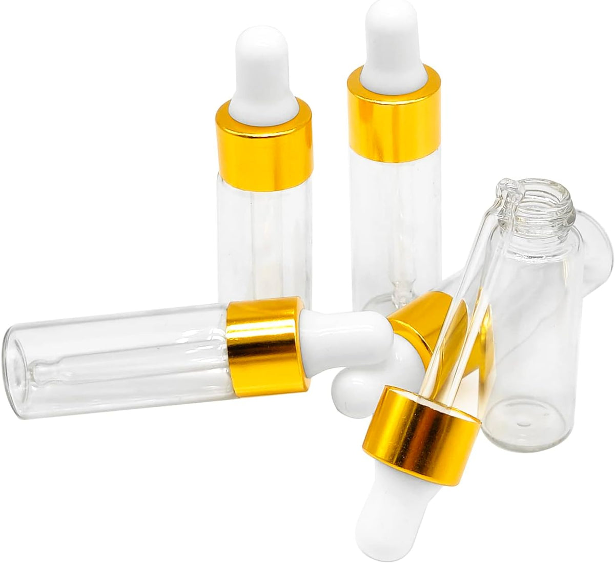 50PCS Transparent Sample Dropper Bottles, 5ml Mini Essential Oil Dropper Bottles, Perfume Bottles with 2 Plastic Droppers for Travel Test Samples