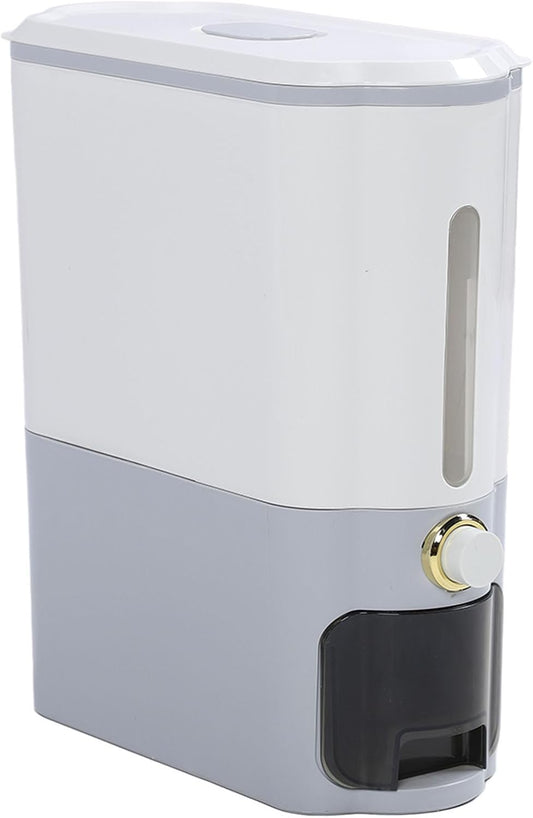 Rice Dispenser with Lid PP 11kg High Temperature Press Type Sealed Rice Storage Container for Grain Beans (Light Grey)