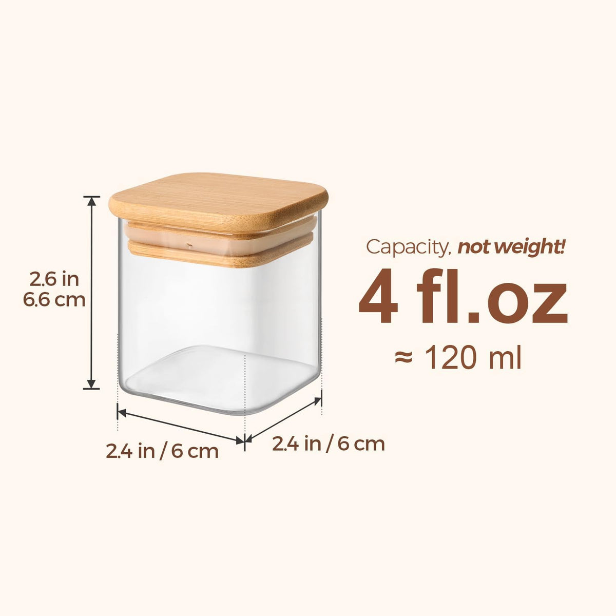 ComSaf Square Glass Spice Jars with Labels 4 oz 16 Pack with Bamboo Lids