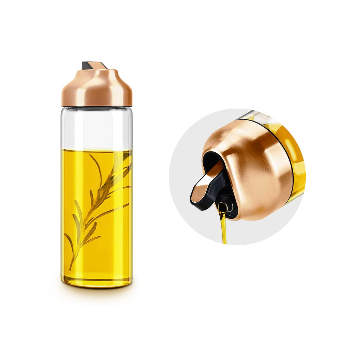 Aelga Olive Oil Dispenser - 14 OZ Glass Oil and Vinegar Dispenser Bottles Set for Kitchen No Drip-Set of 2