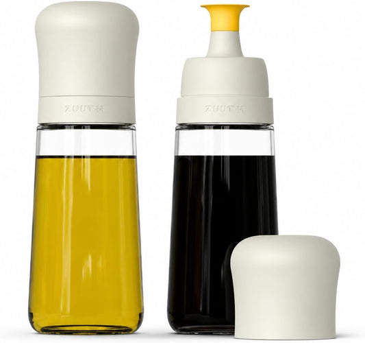 Zuutii Glass Oil Dispenser Bottles for Kitchen, No-Drip, 10.1 Fl Oz, 2 Pack