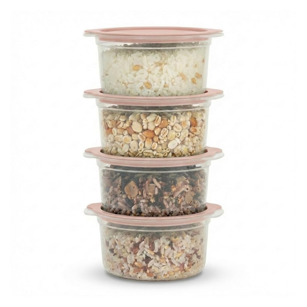 carrotez Plastic Freezer Cooked Rice Storage Container, 4Pack 1.8cup Mint
