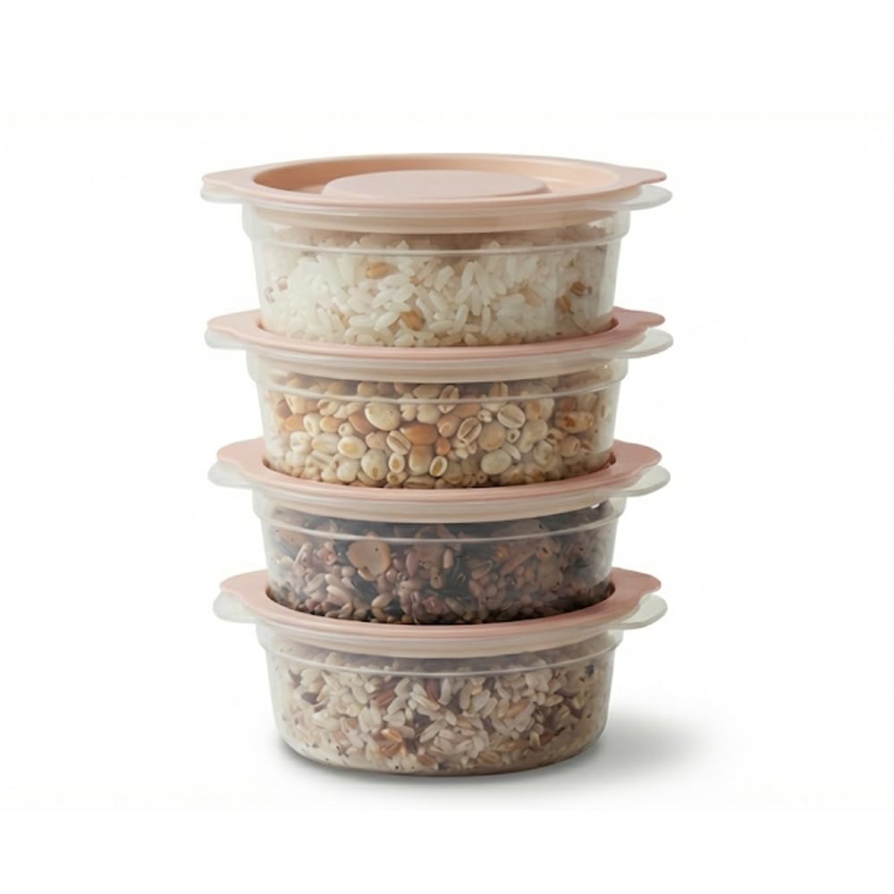 carrotez Plastic Freezer Cooked Rice Storage Container, 4Pack 1.8cup Mint