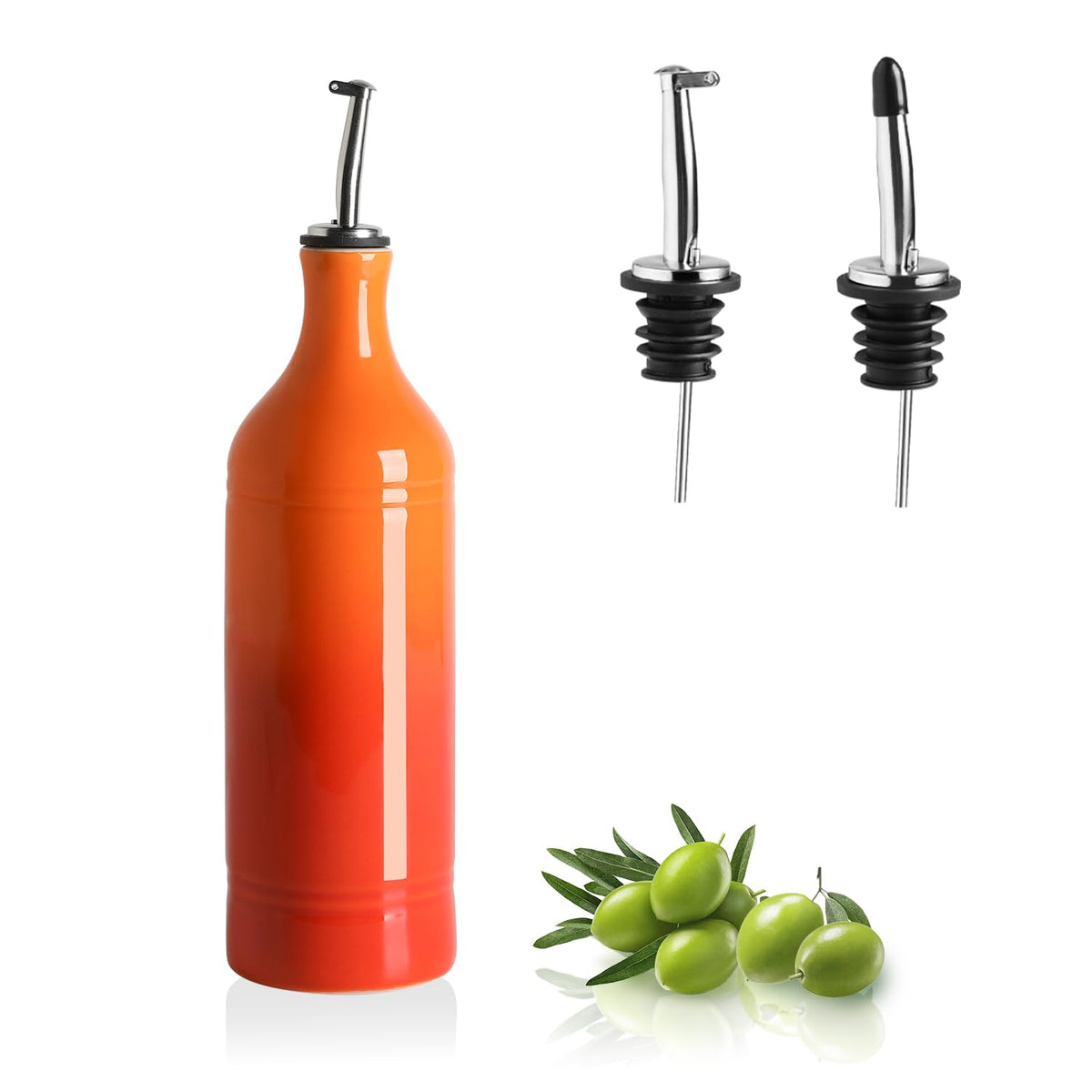 Sweejar Ceramic Olive Oil Dispenser Bottle, Opaque Oil Cruet Protects Oil to Reduce Oxidation, Suitable for Storage Oil, Vinegar, Coffee Syrups & Other Liquids, Pack of 1, 15.5 Fl Oz (White)