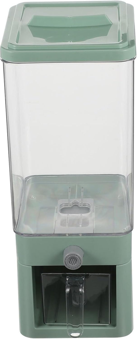 Large Capacity 3.75l Green Press-type Rice Dispenser Container for Dry Food Storage, Airtight Grain and Lentil Storage Box for Kitchen Countertop Organization